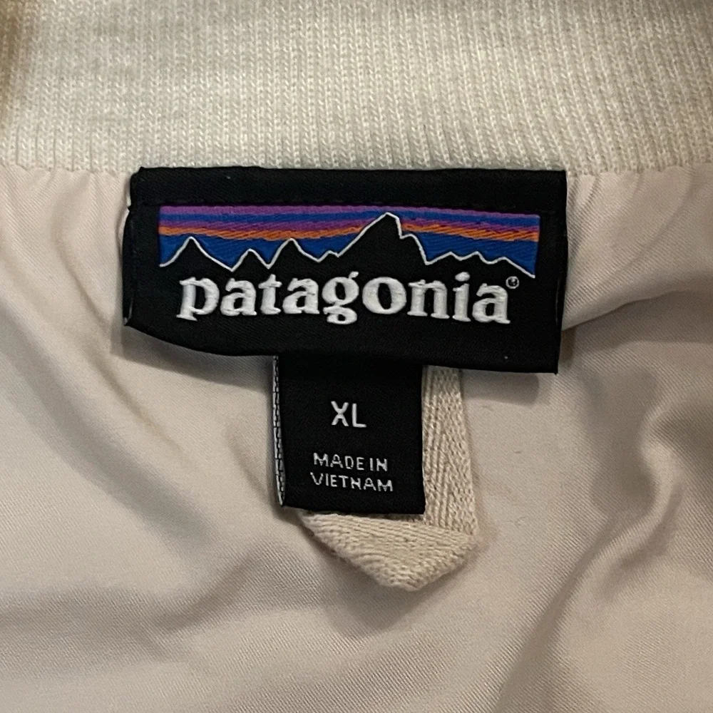 Patagonia Woolyester‎ Sherpa Bomber Jacket Womens XL Recycled Wool Oatmeal Beige